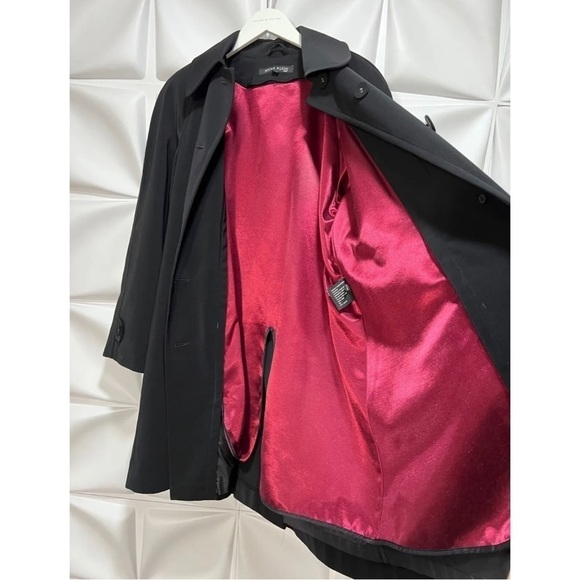 Anne Klein Womens Sz 10 Long Black Satin Lined Coat Removable Lining RARE - Picture 4 of 9